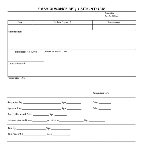 Request For Cash Advance Form In Excel Format